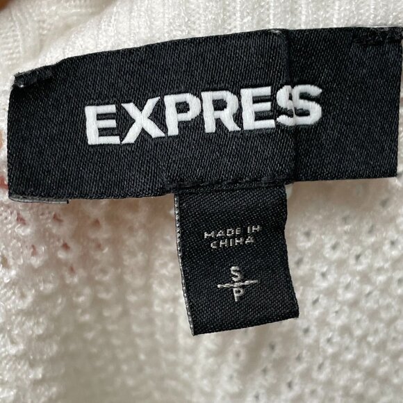 Express Batwing Sweater White Open Knit Women Size Small V-Neck Dolman Slouchy - Picture 3 of 11